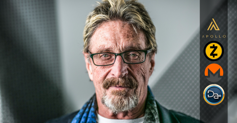 John McAfee - Apollo, ZCash, Monero, Docademic