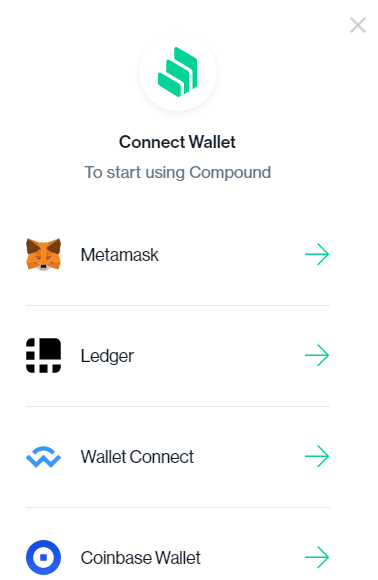 Choose Your Wallet via Compound App