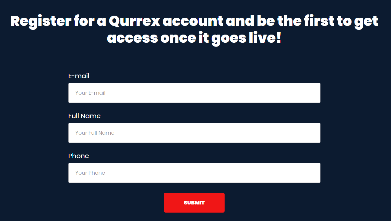 Qurrex Sign Up Process