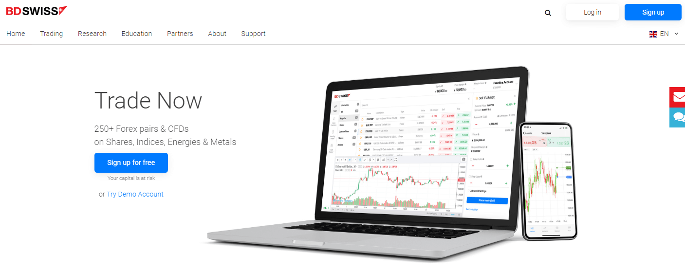 BDSwiss Platform - Interface