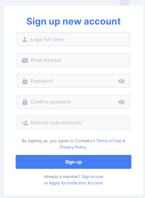 Coinhako Signup Process