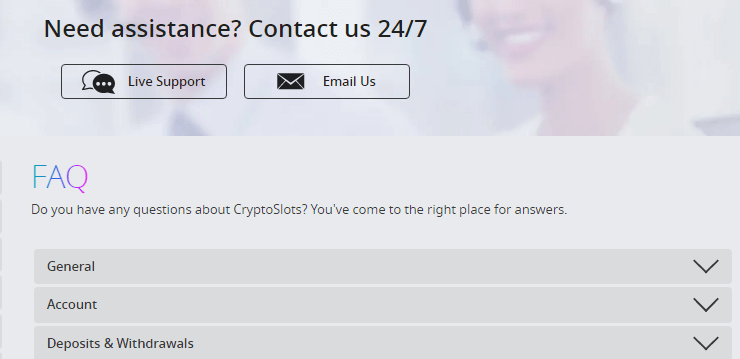 CryptoSlots Casino Customer Support