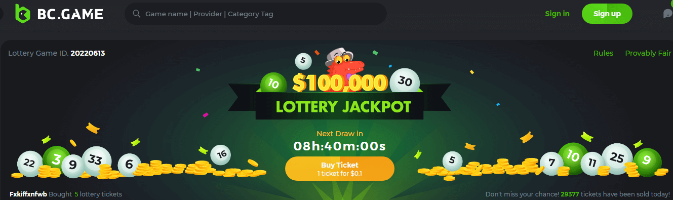 Lottery Jackpot by BC.Game