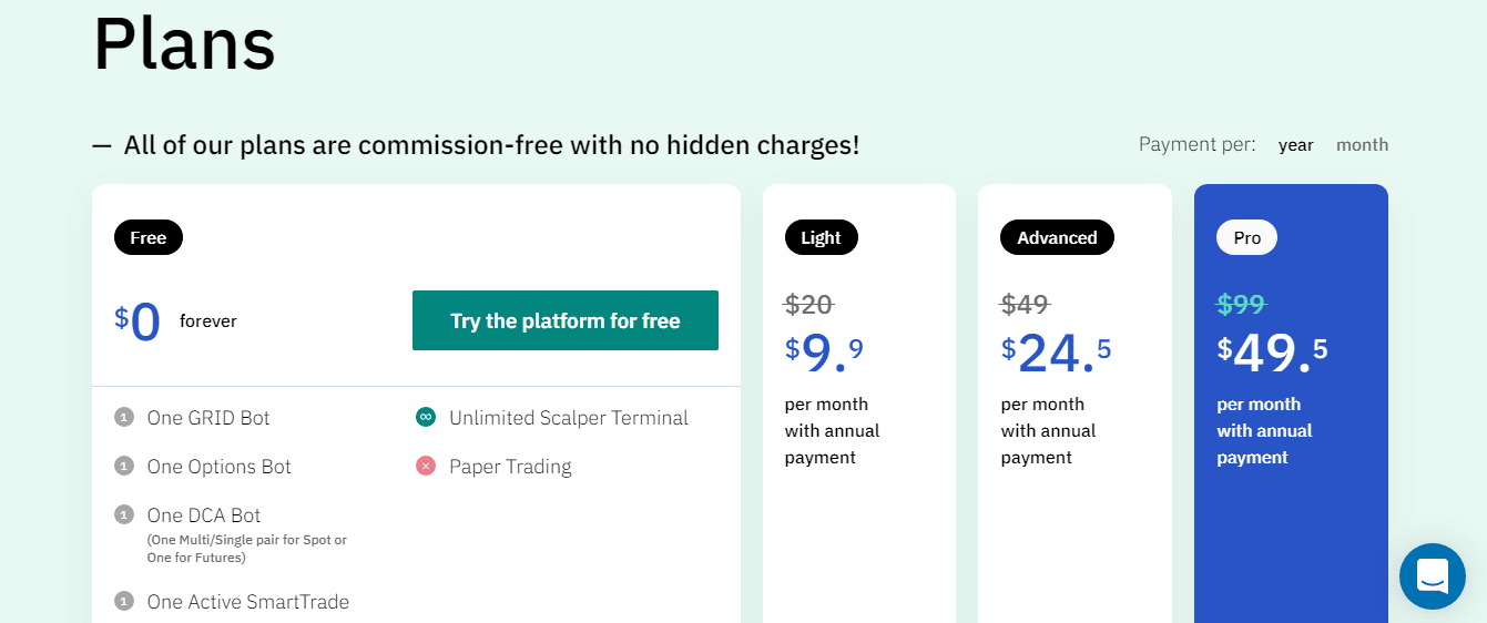 3commas Pricing Plan