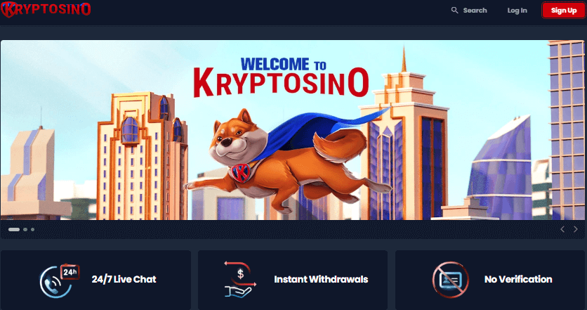 Kryptosino Casino User Interface