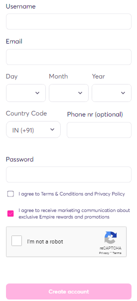 Empire.io Sign Up Process