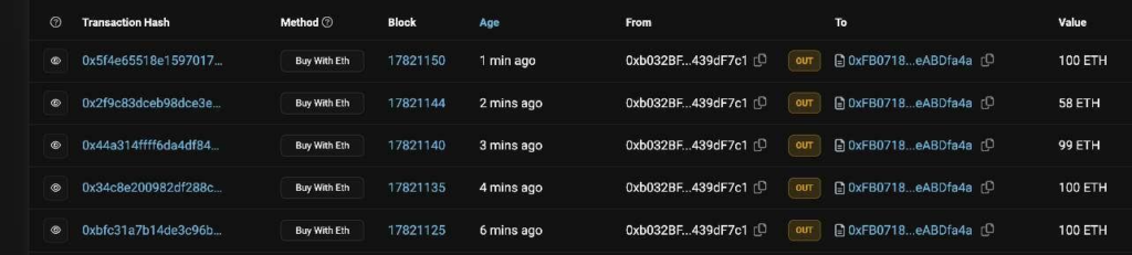 $WSM transactions