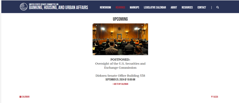 Postponed SEC Hearing: Gensler's Leadership Under Fire Senate Banking Committee Postpones Gensler's SEC Oversight Hearing
