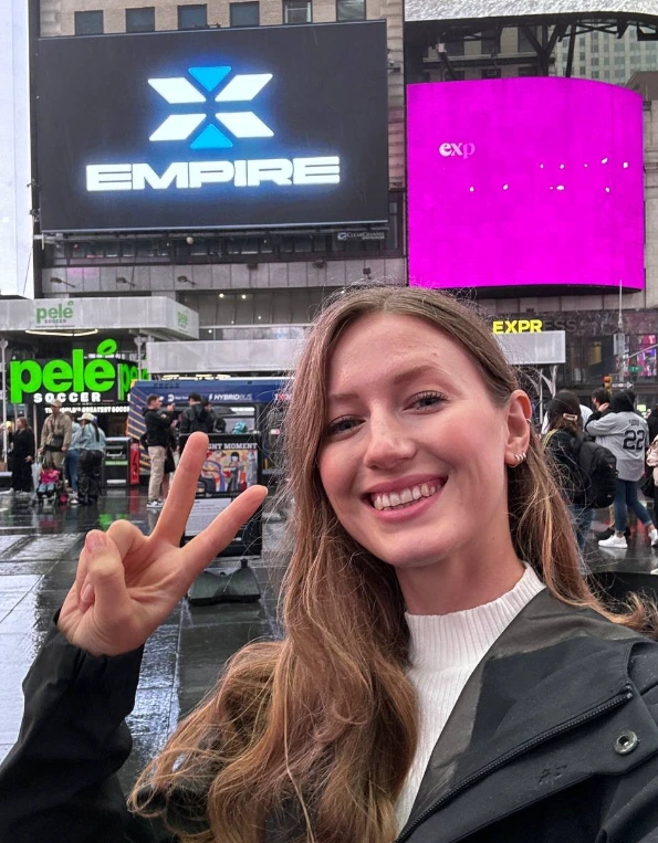 X Empire Features on NYC Times Square as Mining Ends Today! Users sharing photos from the scene. (Source: X)