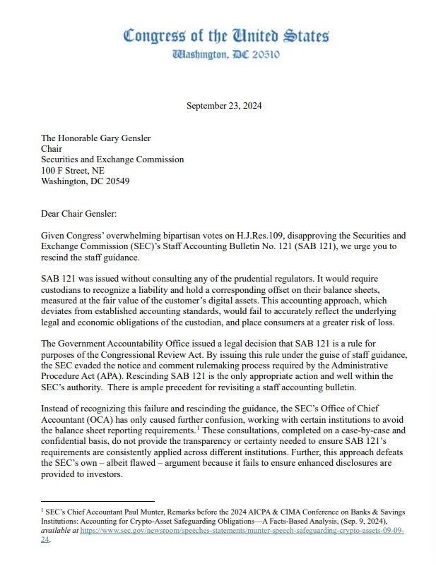 Over 40 US Republicans Urge SEC to Repeal Crypto Bill Sab 121