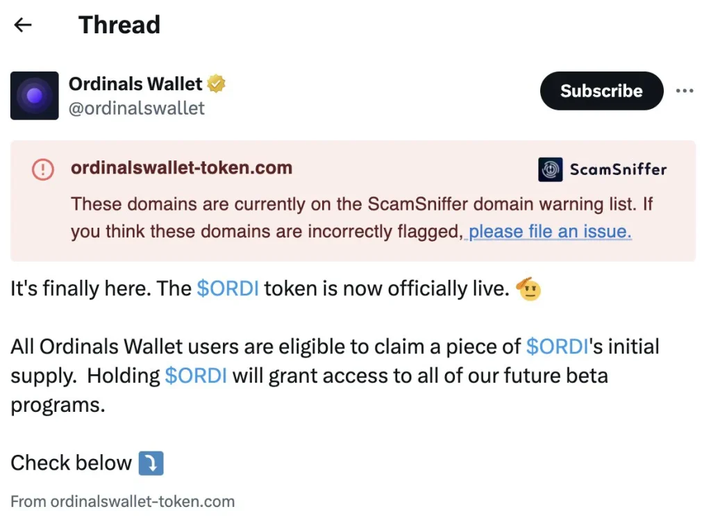 Ordinals Wallet X Account Hacked in Phishing Attempt Ordinals Wallet X Account Hacked in Phishing Attempt