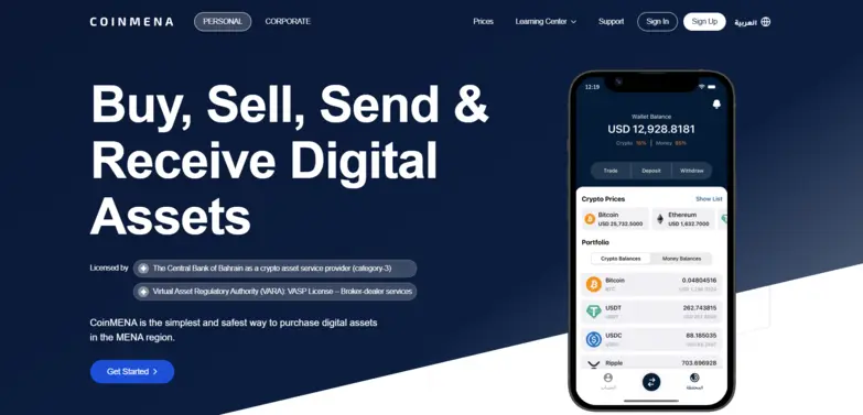 Coinmena dashboard Coinmena dashboard