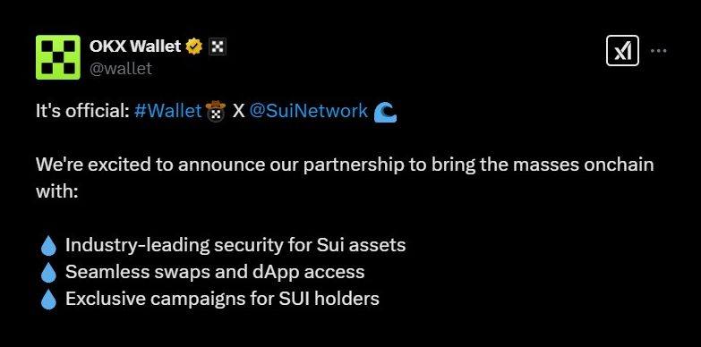 OKX Wallet and Sui Network announce partnership