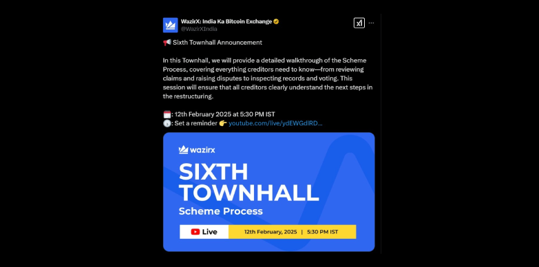 WazirX announces sixth townhall meeting on February 12, 2025