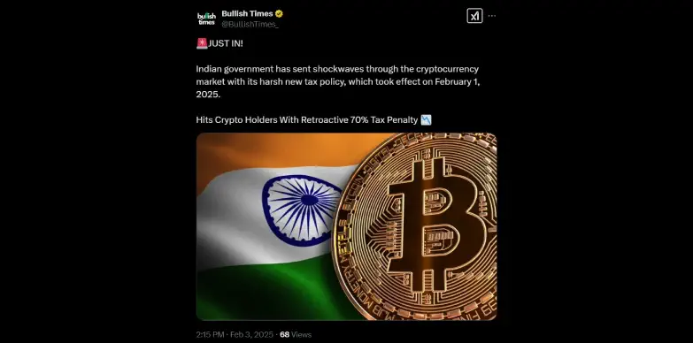 India to impose hefty penalty on unreported crypto gains