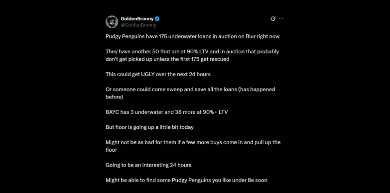 Golden Bronny talks about the Pudgy Penguins NFT situation on X