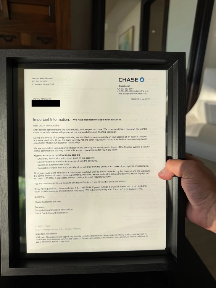 Letter from JPMorgan Chase to Jack Mallers