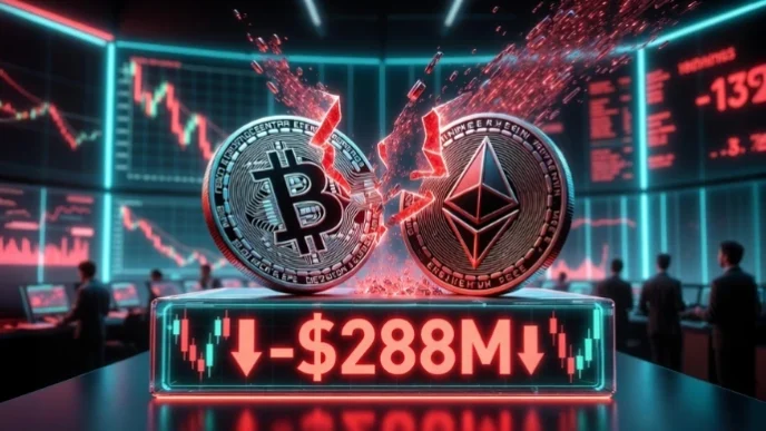Crypto Funds Bleed $288M as Bitcoin and Ethereum Products See Massive Outflows