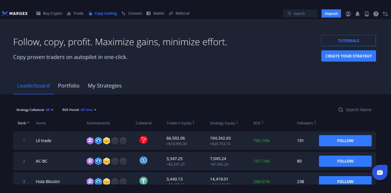 Margex copy trading -01