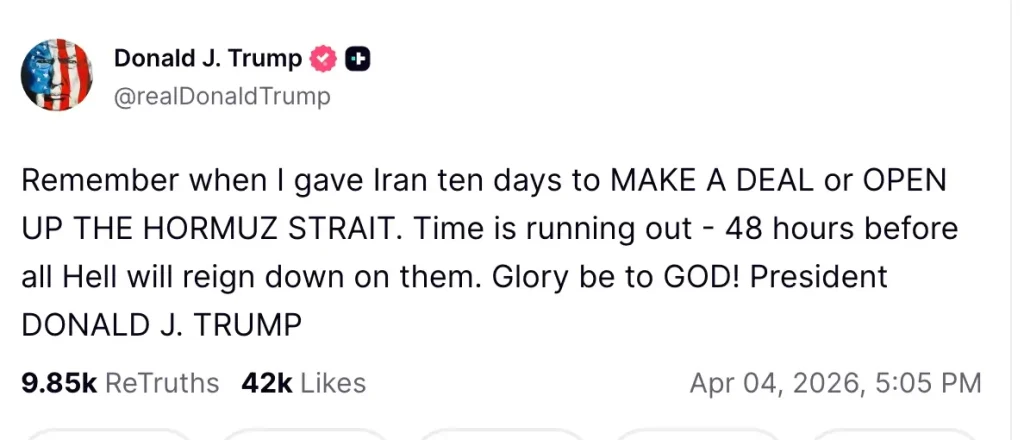 President Donald Trump's Warning to Iran (Source: Truth Social)