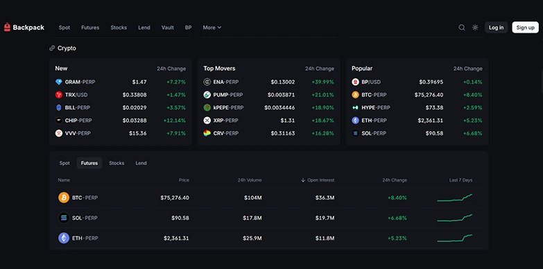 Backpack dashboard Backpack dashboard