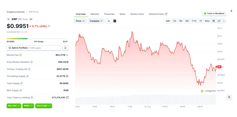 XRP 24-hours chart 